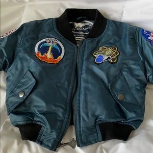 Kids astronaut bomber jacket with patches